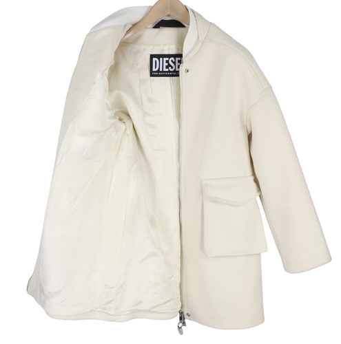 DIESEL W-Lethea Women Coat S Light Wool Blend Full Zip Patch Pockets RRP€590