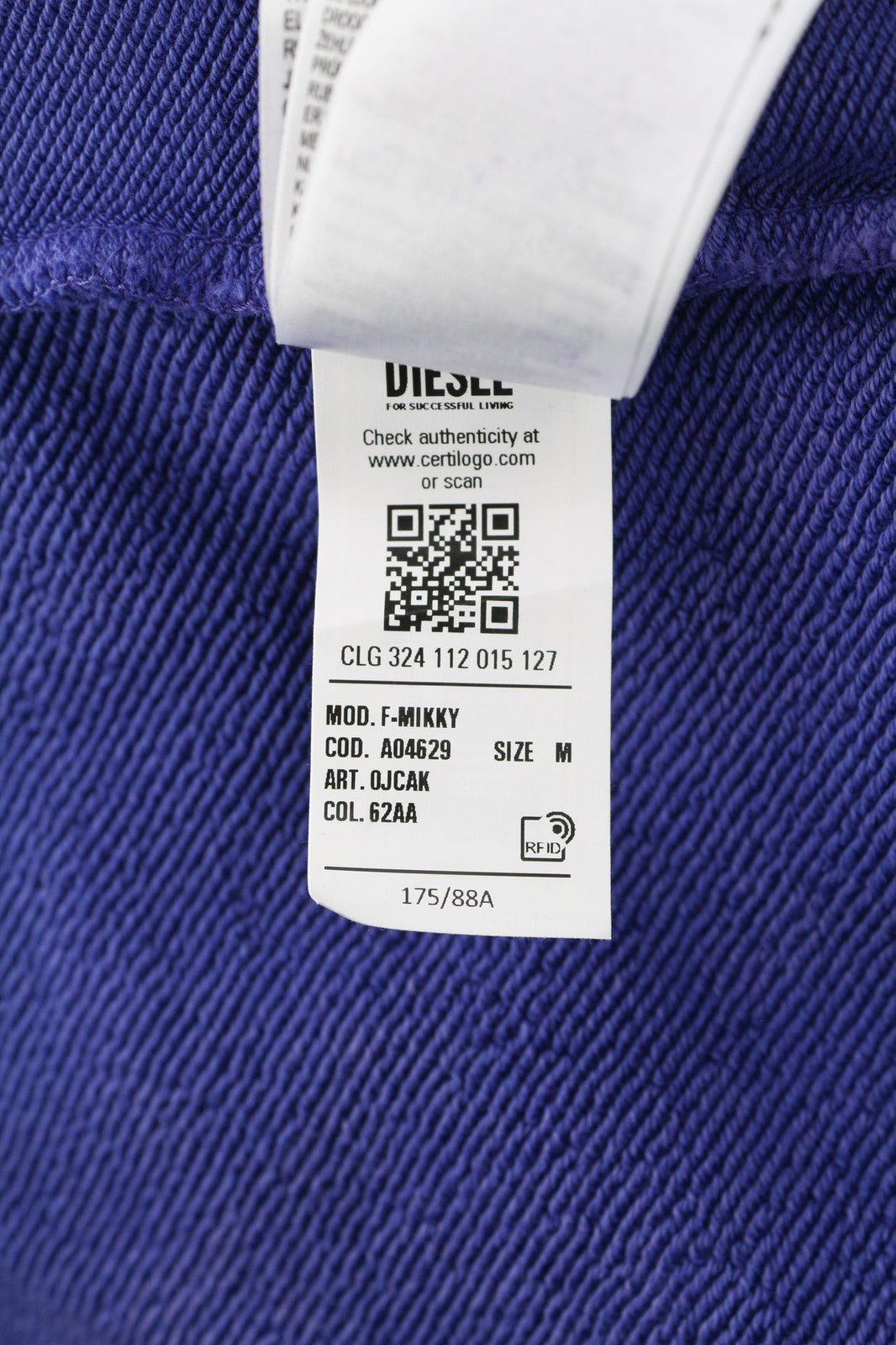 DIESEL F-Mikky Women Hoodie M Blue Washed Hooded Asymmetrical Pocket RRP€195