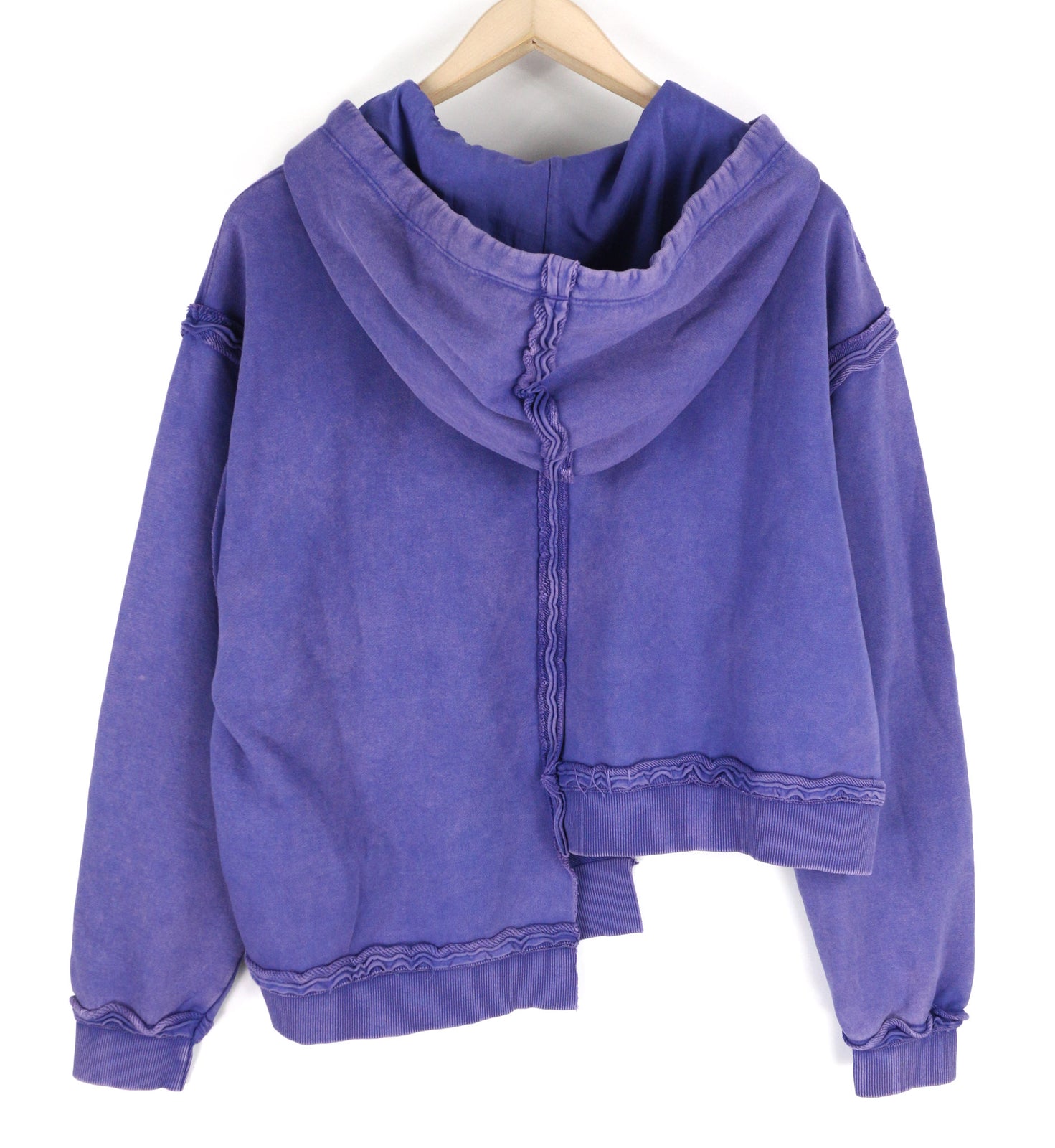 DIESEL F-Mikky Women Hoodie M Blue Washed Hooded Asymmetrical Pocket RRP€195