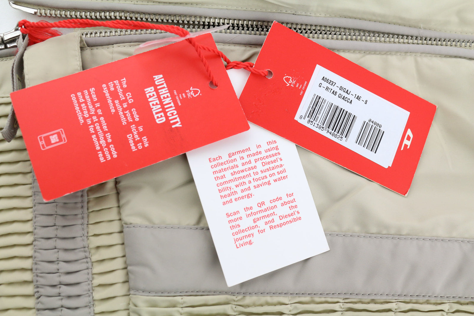 DIESEL G-Ritas Women Jacket S Beige Textured Single Breasted Neck RRP€250