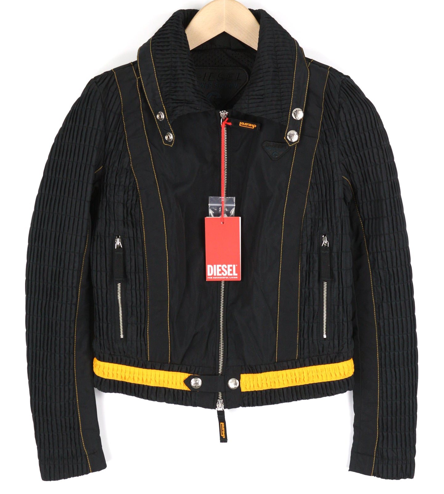 DIESEL G-Ritas Women Jacket S Black Textured Single Breasted Collar RRP€250