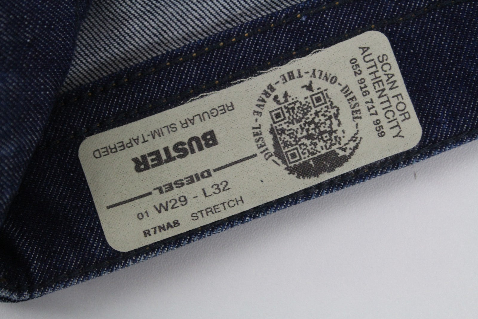 DIESEL Buster R7NA8 Men's Jeans W29/L32 Slim Fit Blue Washed Tapered Stretch*