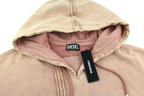 DIESEL F-Mikky Women Hoodie S Peach Washed Hooded Asymmetrical Pocket RRP€195