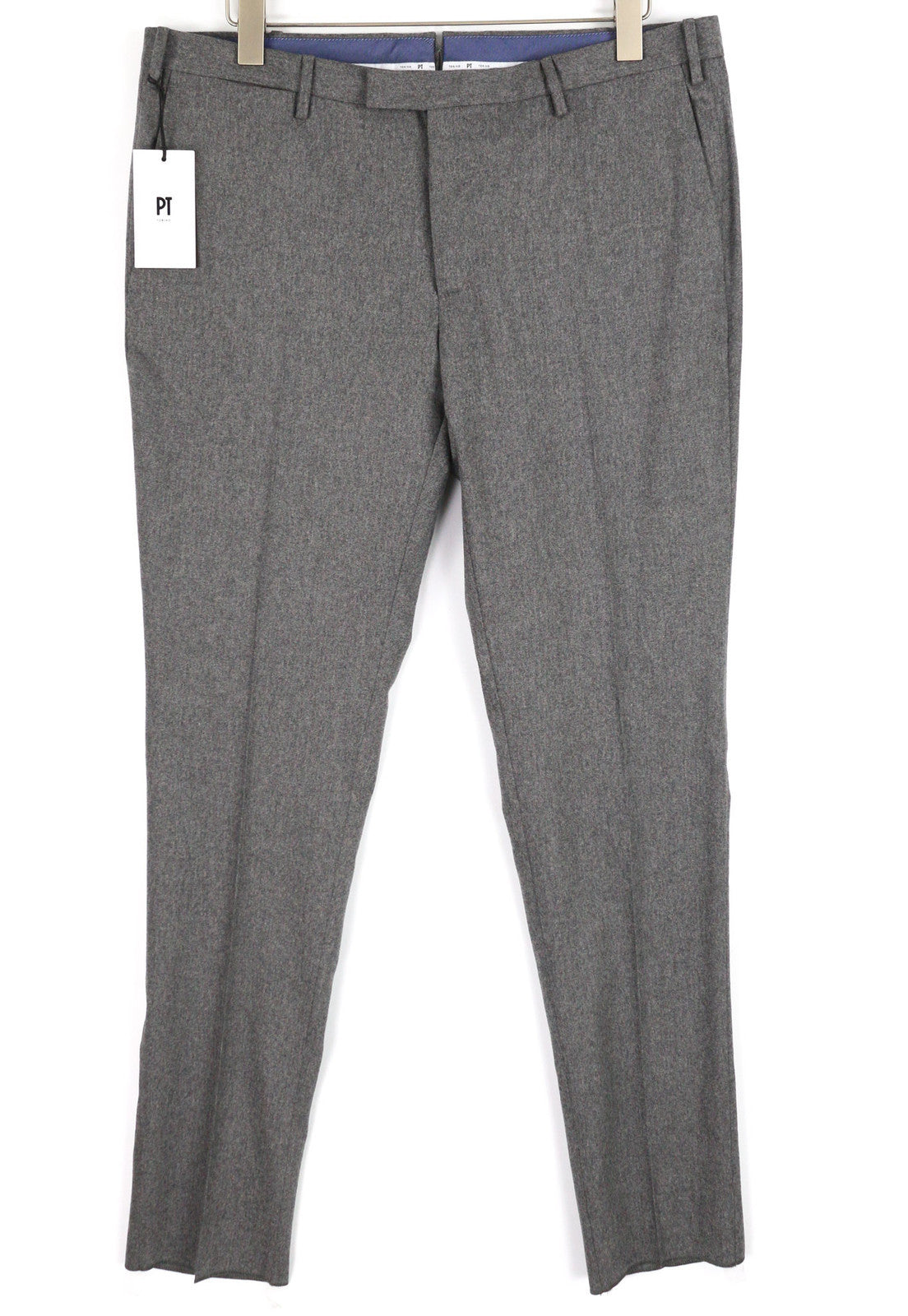 PT TORINO Skinny Fit Men Trousers 60 W42 Grey Fleece Wool Blend Zipper Casual