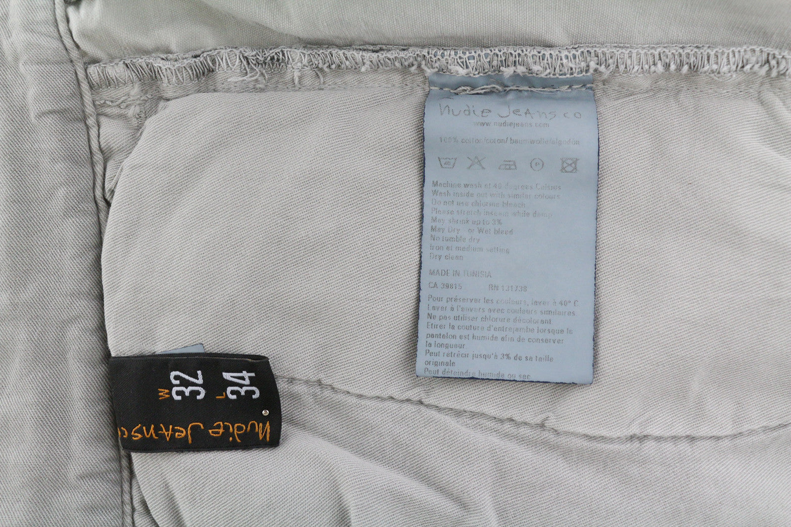 NUDIE JEANS Khaki Regular Men Trousers W32/L34 Organic Moon Dust Chino Button