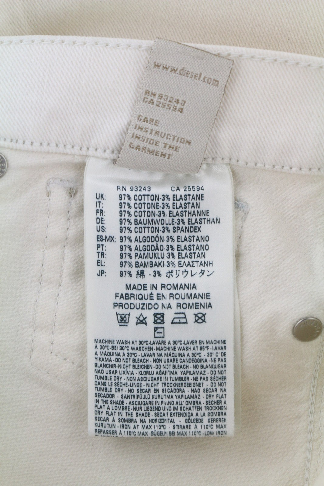 DIESEL Sandyb-Patch 0672Y Womens Jeans W27/L34 White Slim Bootcut RRP€190