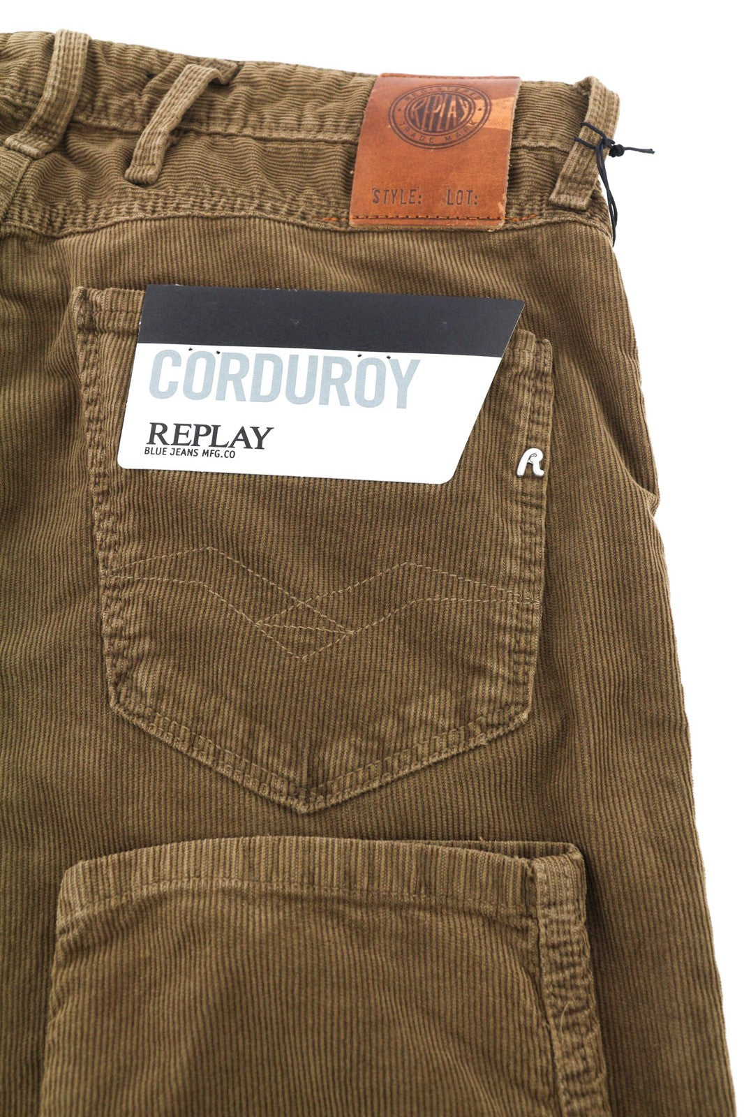 REPLAY Anbass Mens Trousers W30/L34 Slim  Stretchy Corduroy Zip Fly Brown