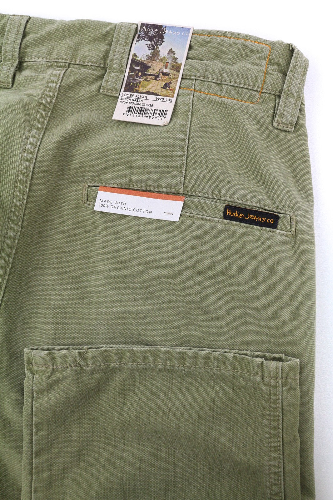 NUDIE JEANS Loose Alvar Men Jeans W28/L32 Beech Green Washed Buttoned Casual