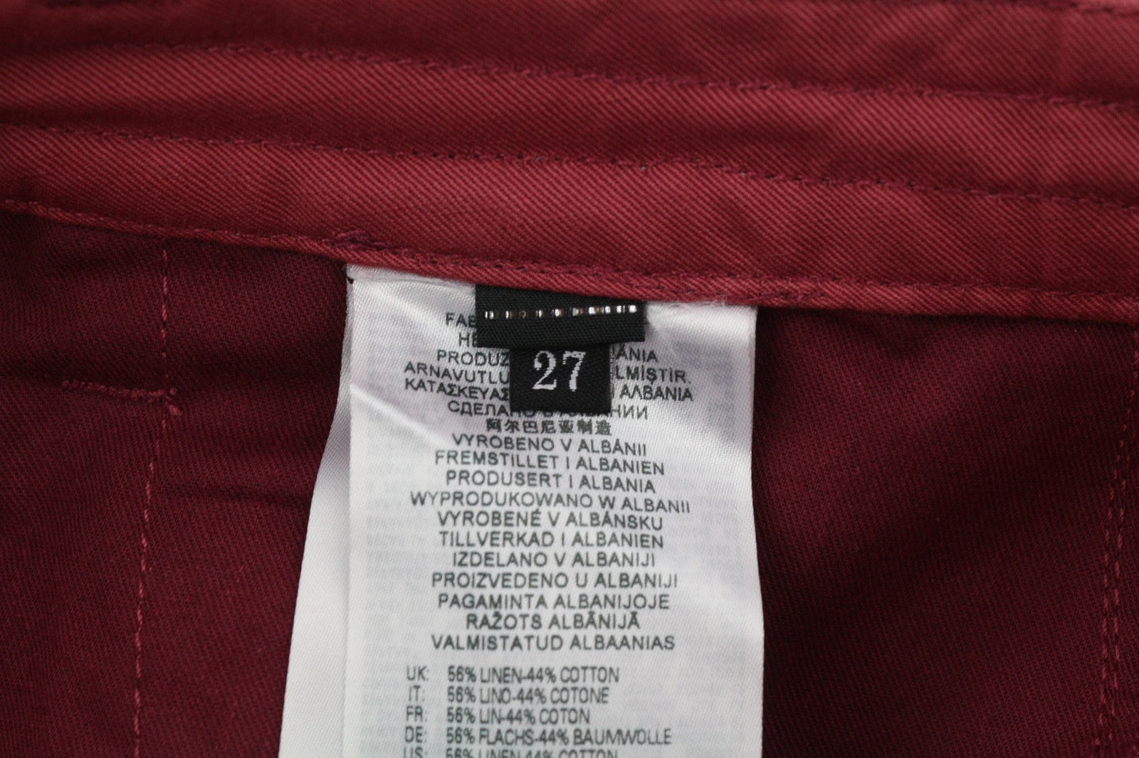 DIESEL P-Giulia Women Trousers W27 Cargo Loose  Burgundy Linen Blend RRP300