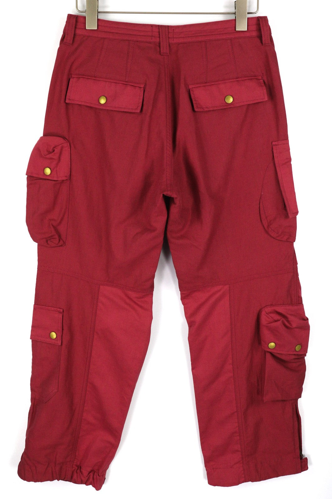 DIESEL P-Giulia Women Trousers W27 Cargo Loose  Burgundy Linen Blend RRP300