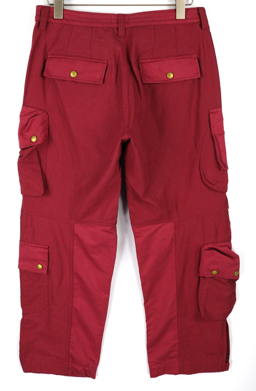 DIESEL P-Giulia Womens Trousers W28 Cargo Loose  Burgundy Linen Blend RRP300