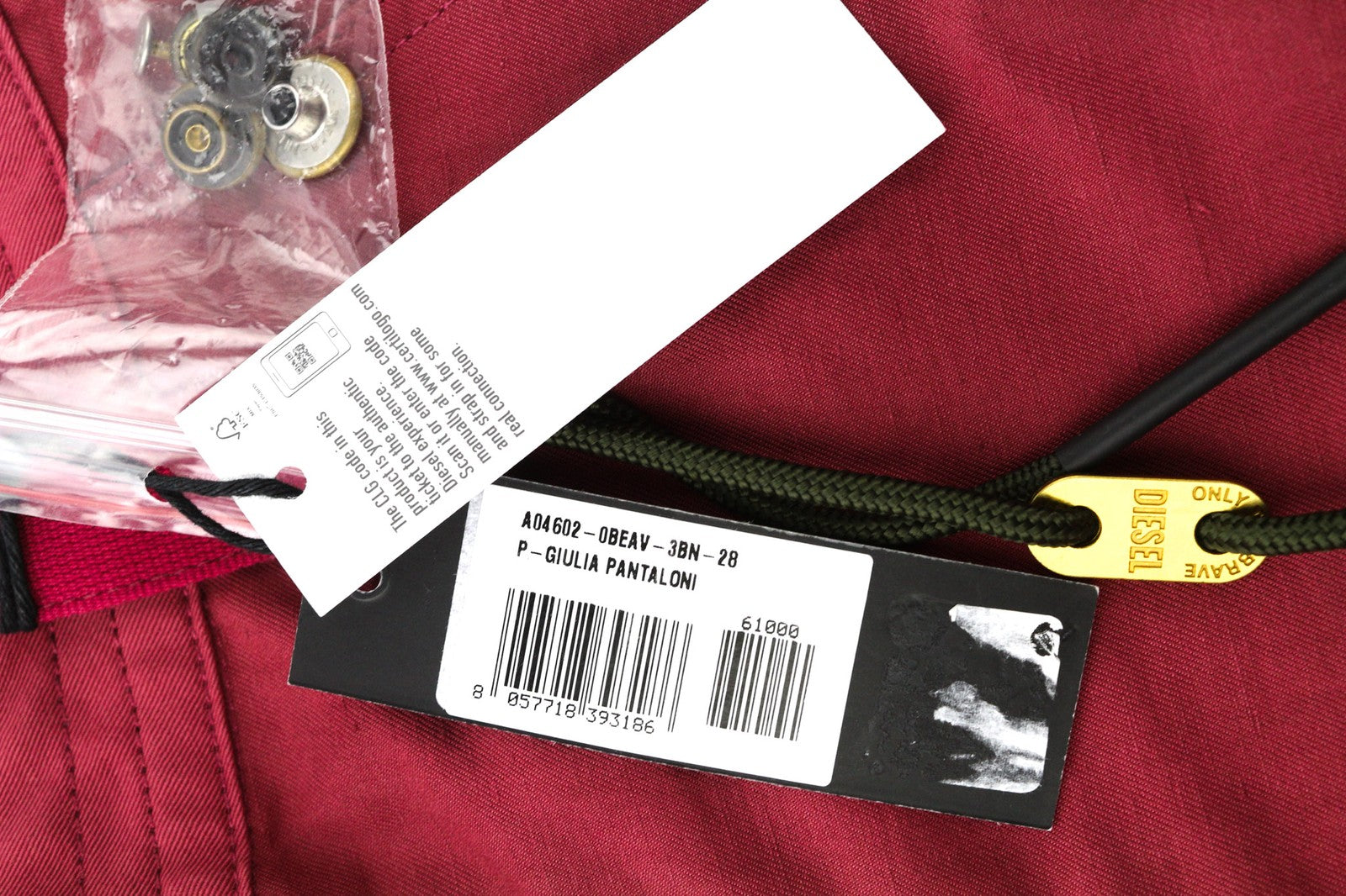 DIESEL P-Giulia Womens Trousers W28 Cargo Loose  Burgundy Linen Blend RRP300