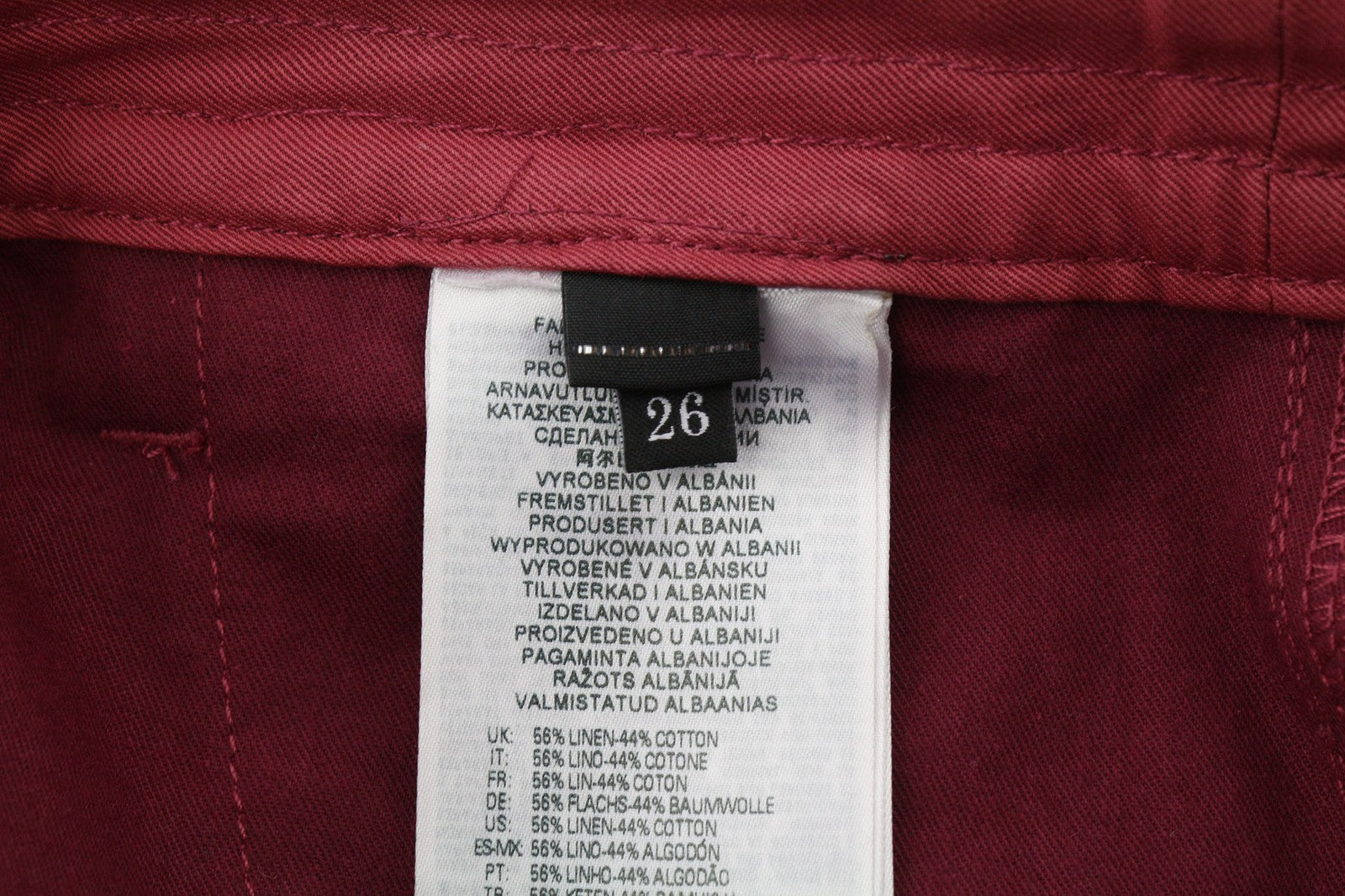 DIESEL P-Giulia Womens Trousers W26 Cargo Loose  Burgundy Linen Blend RRP€300