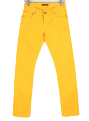 NUDIE JEANS Super Slim Kim Men Jeans W28/L33 Denim Yellow Zipper Logo Casual