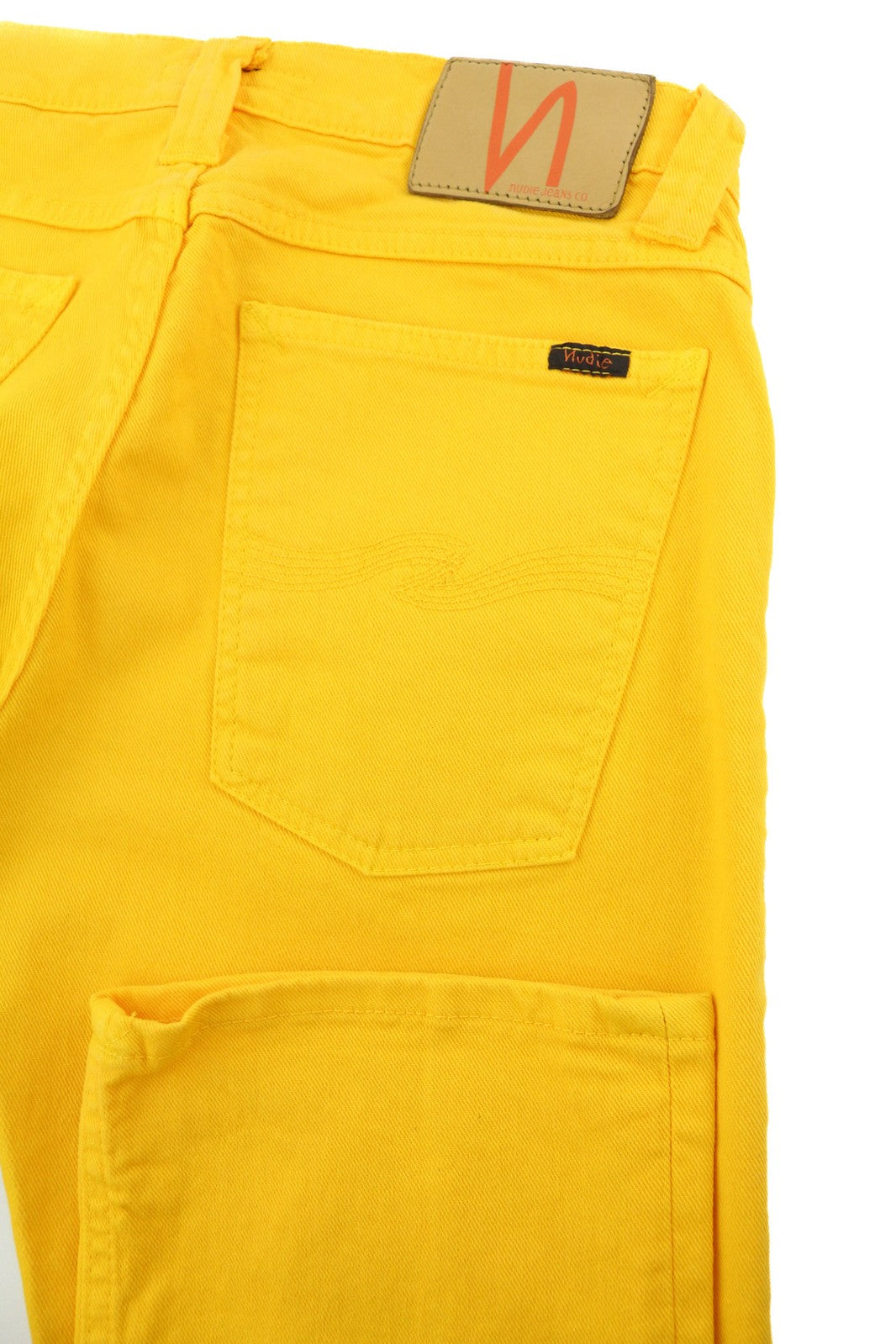 NUDIE JEANS Super Slim Kim Men Jeans W28/L33 Denim Yellow Zipper Logo Casual