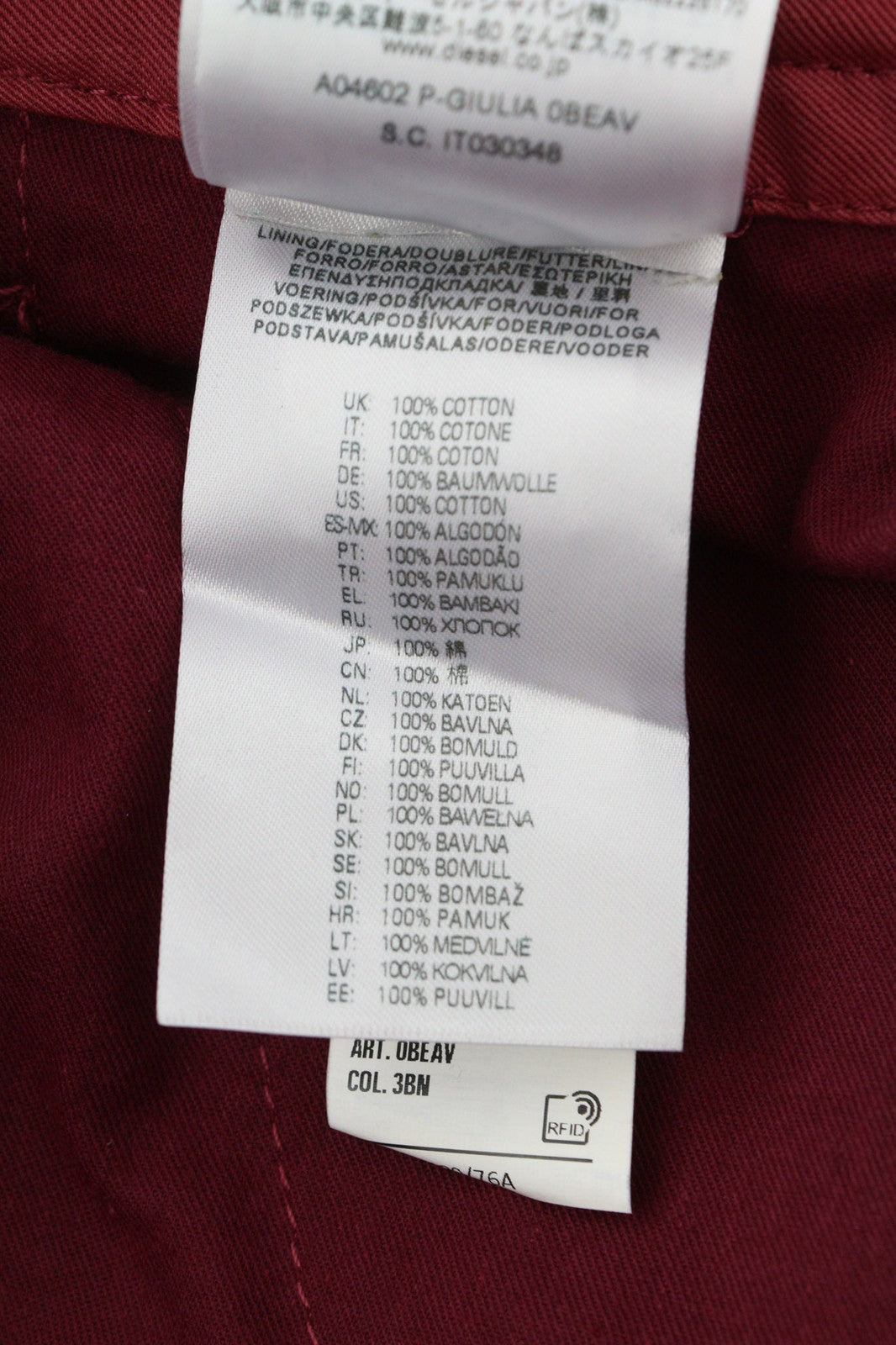 DIESEL P-Giulia Womens Trousers W30 Cargo Loose  Burgundy Linen Blend RRP€300