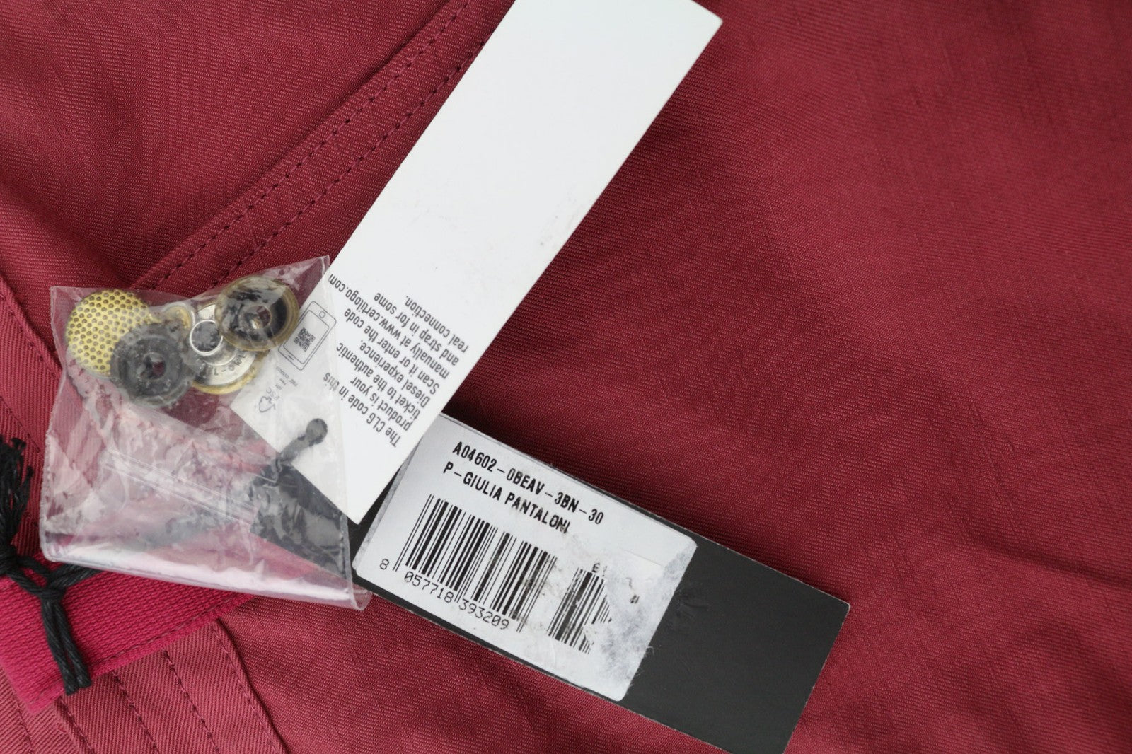 DIESEL P-Giulia Womens Trousers W30 Cargo Loose  Burgundy Linen Blend RRP€300