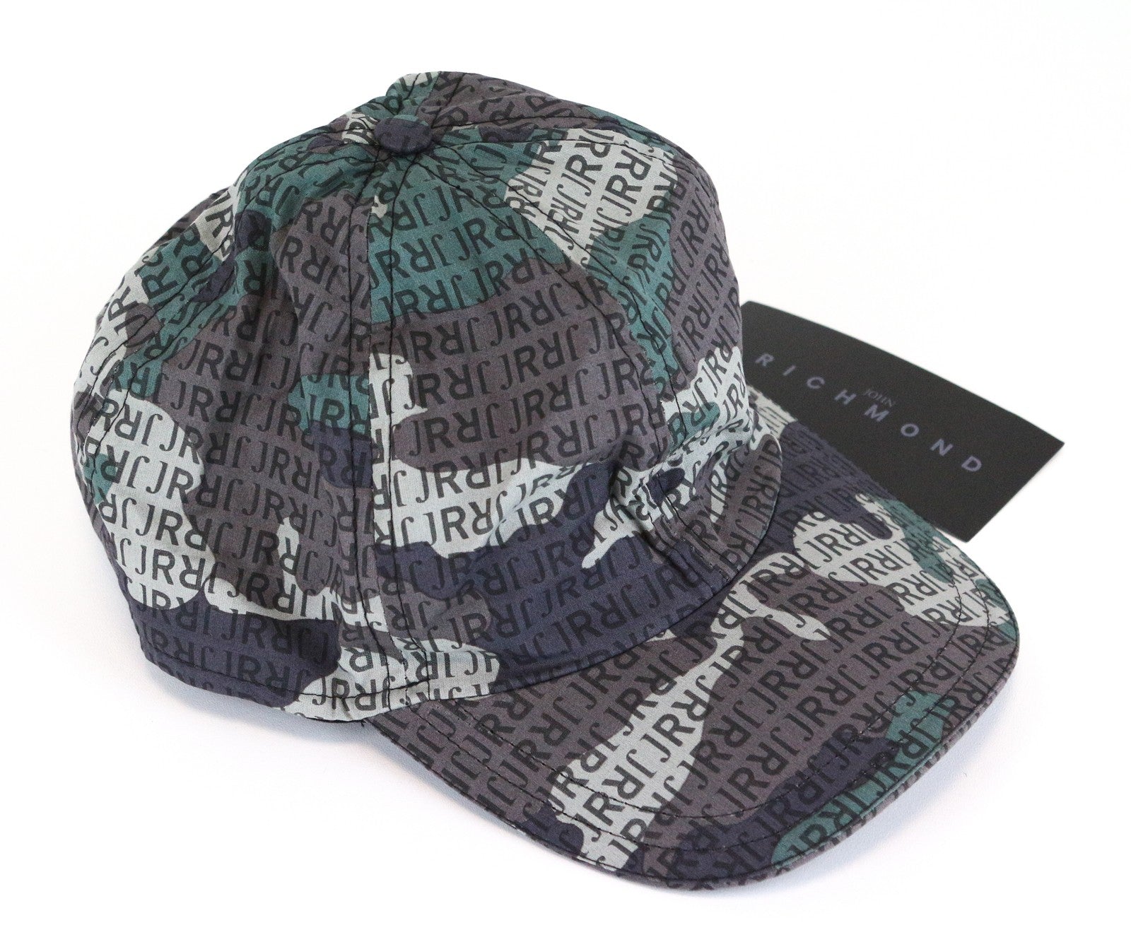 JOHN RICHMOND Men's Cap M Green Grey Cotton Logo Print Casual Baseball Style