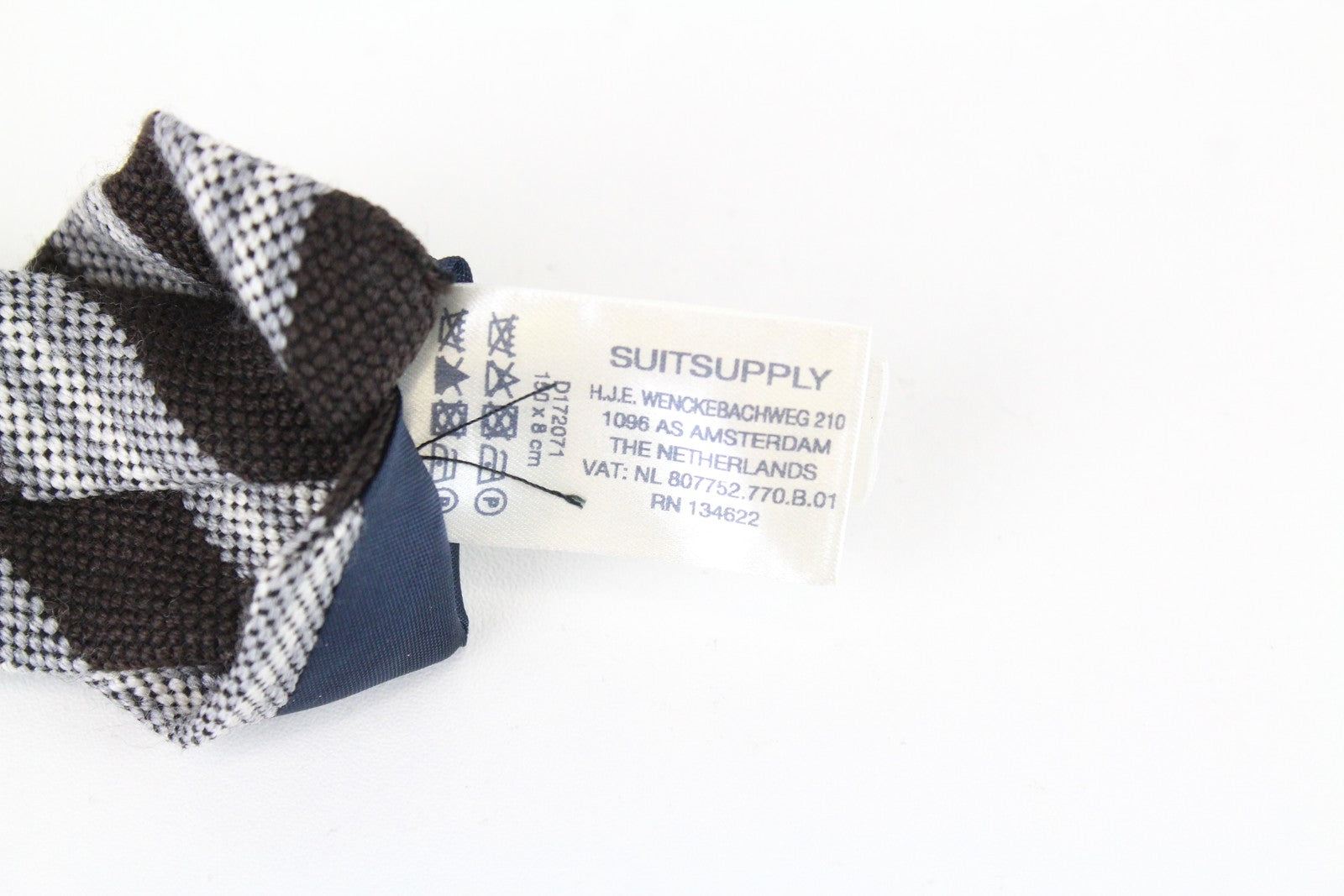 SUITSUPPLY Men's Tie 150 x 8 cm Brown Wool Silk Striped Pointed-End Dress Tie