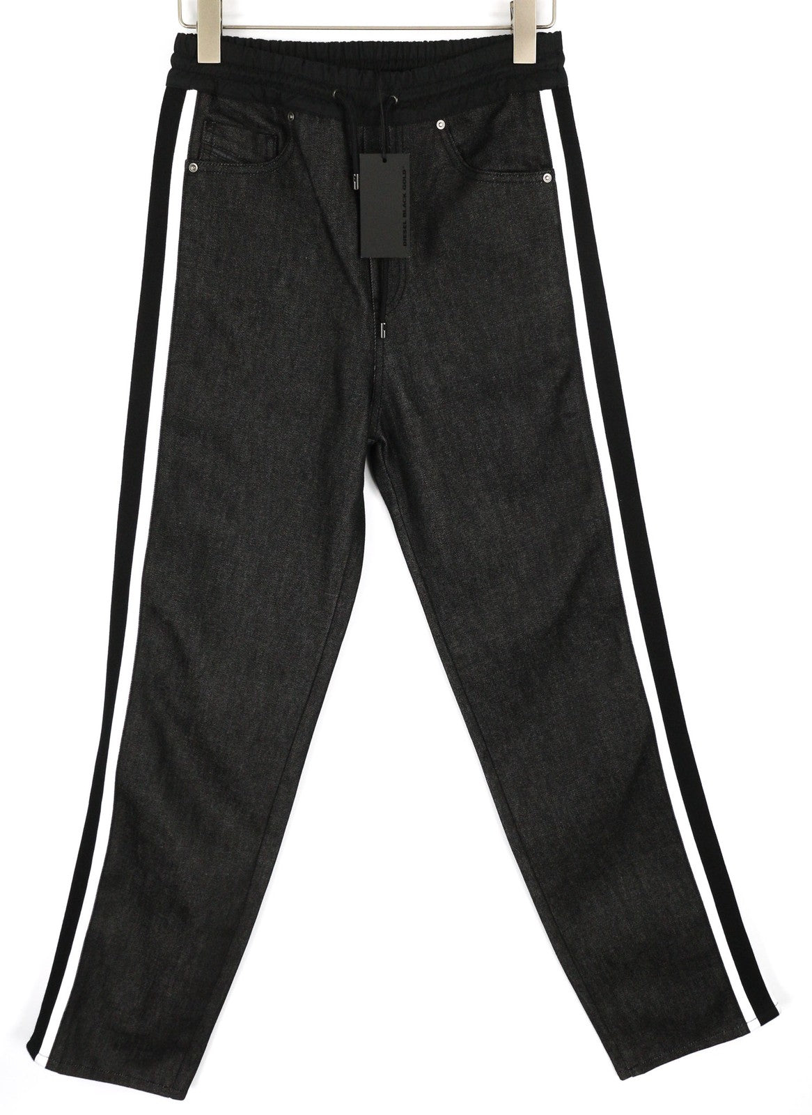 DIESEL BLACK GOLD 1766RIB Mens Jeans W26 Black Tapered  Elastic Waist