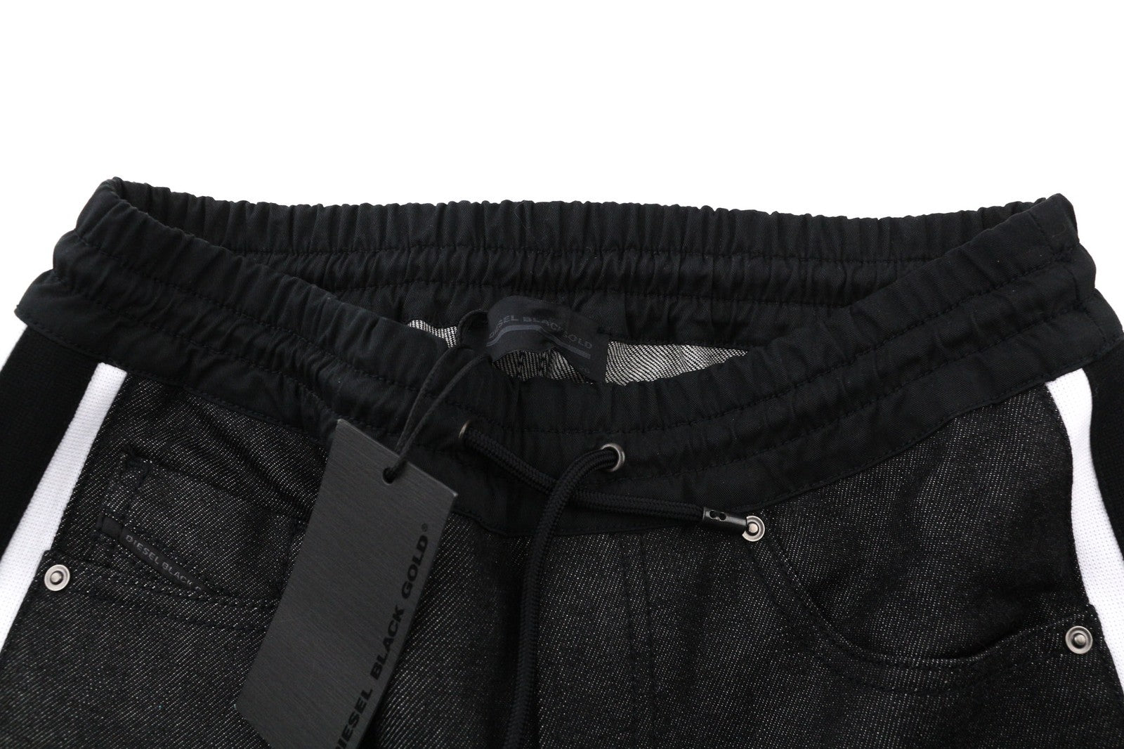 DIESEL BLACK GOLD 1766RIB Mens Jeans W26 Black Tapered  Elastic Waist