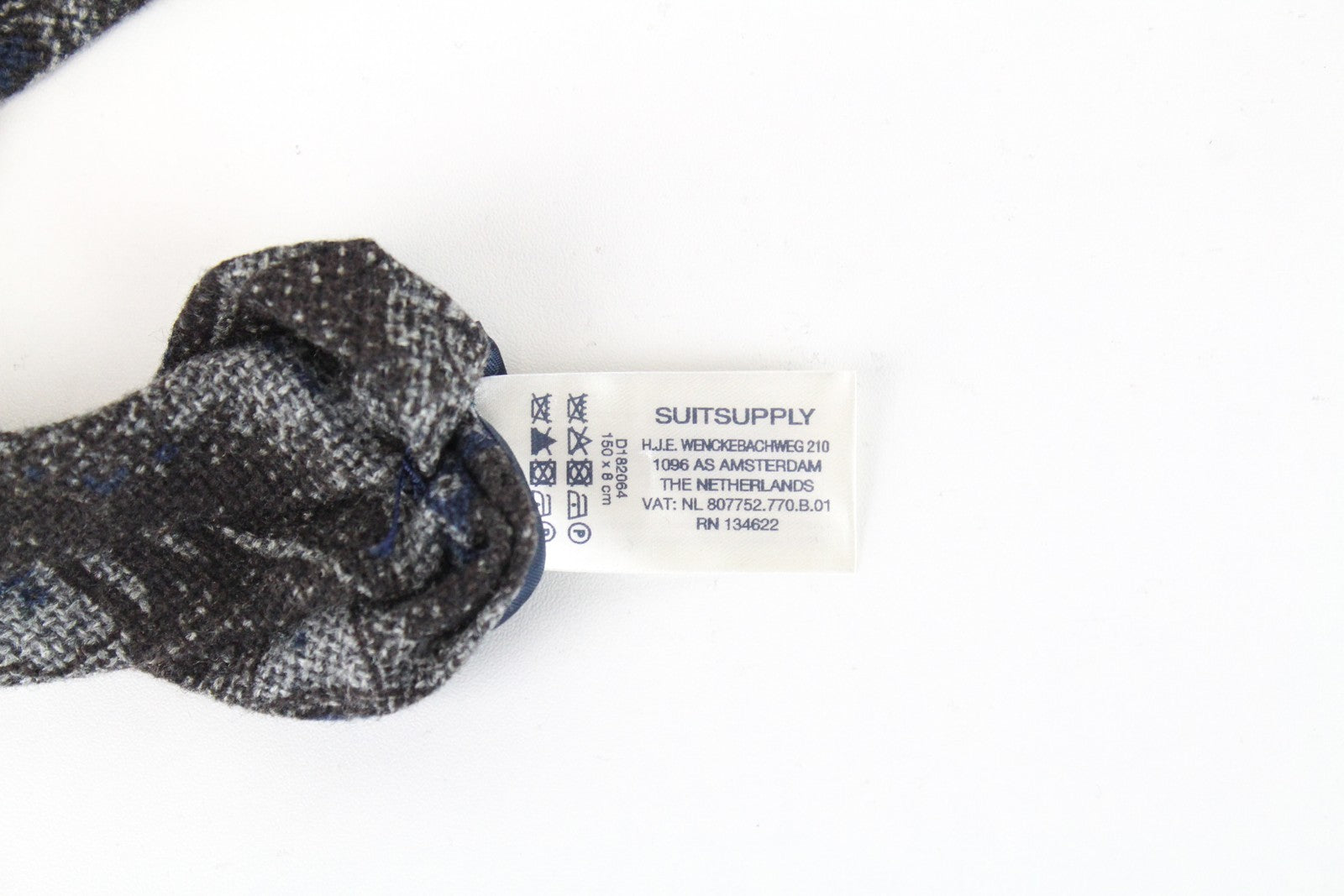 SUITSUPPLY Men's Tie 150 x 8 cm Grey Blue Patterned Wool Silk Pointed Formal