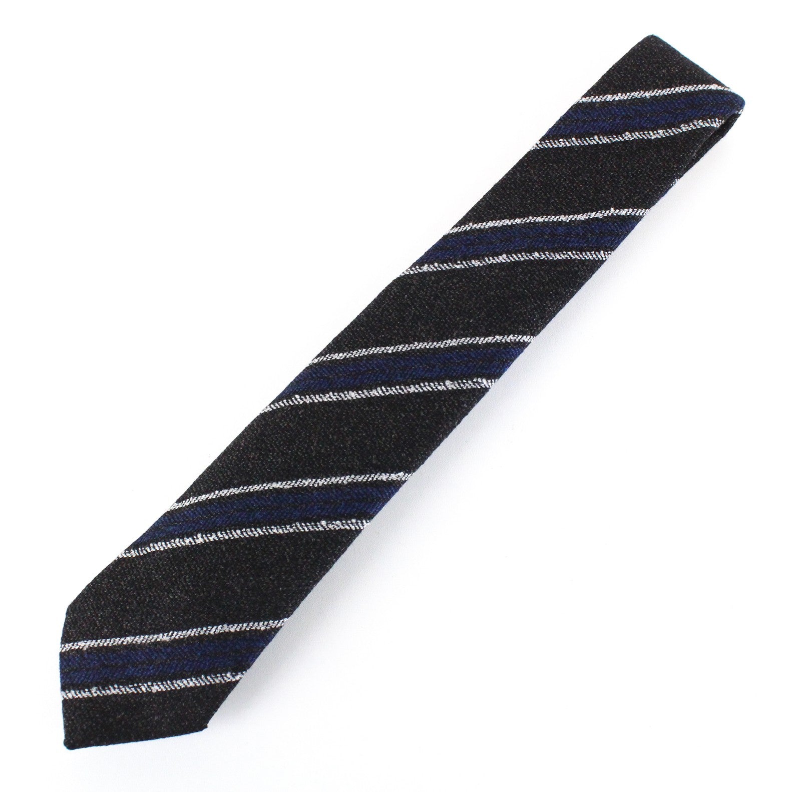 SUITSUPPLY Men's Tie 150 x 8 cm Grey Blue Wool Silk Stripe Pointed End Classic