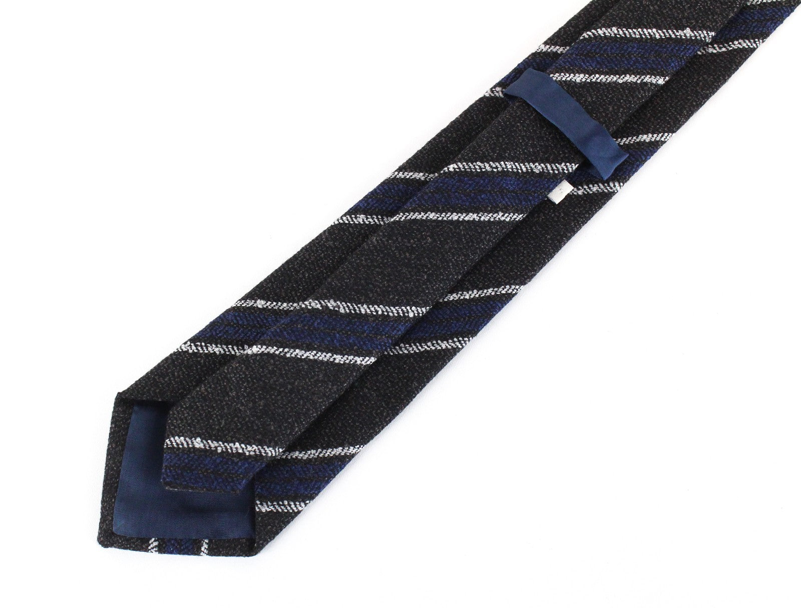 SUITSUPPLY Men's Tie 150 x 8 cm Grey Blue Wool Silk Stripe Pointed End Classic