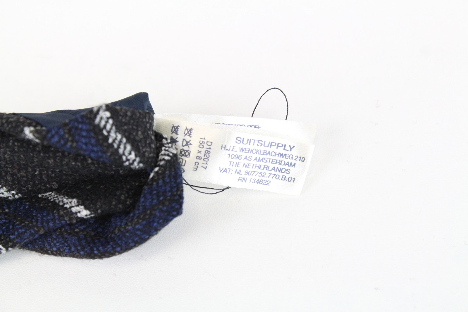 SUITSUPPLY Men's Tie 150 x 8 cm Grey Blue Wool Silk Stripe Pointed End Classic