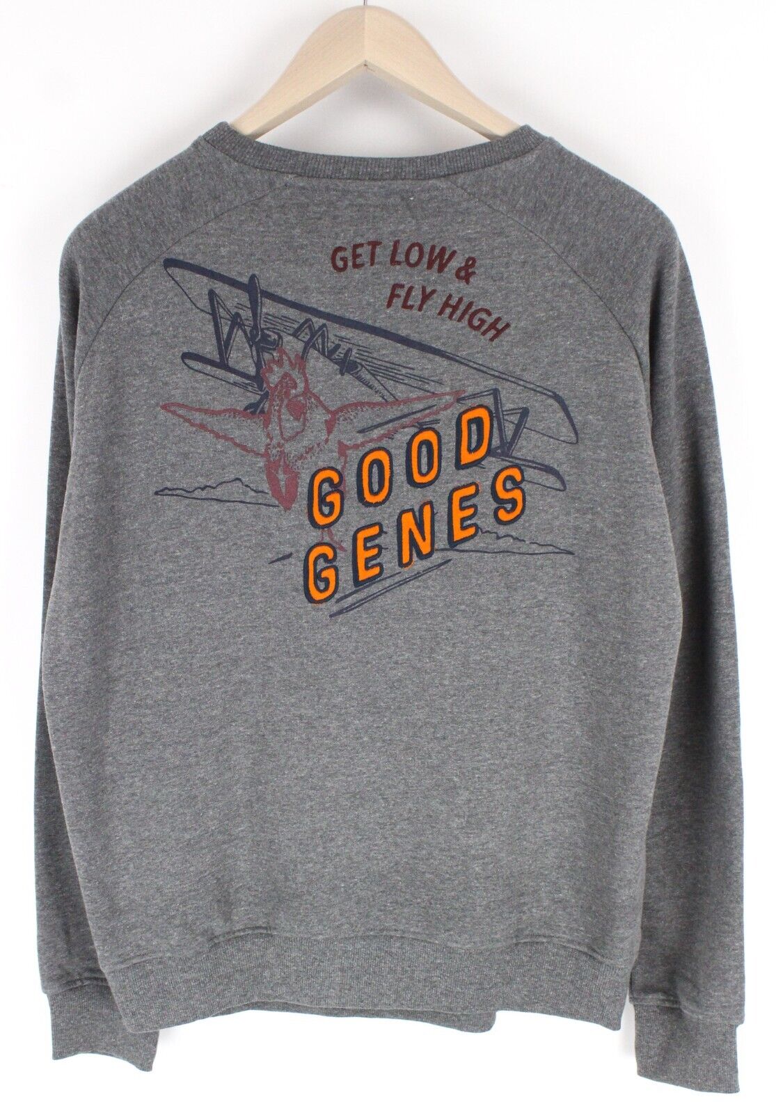 GOOD GENES Mens S Sweatshirt Grey Long Sleeve Cotton Blend Pullover  Design