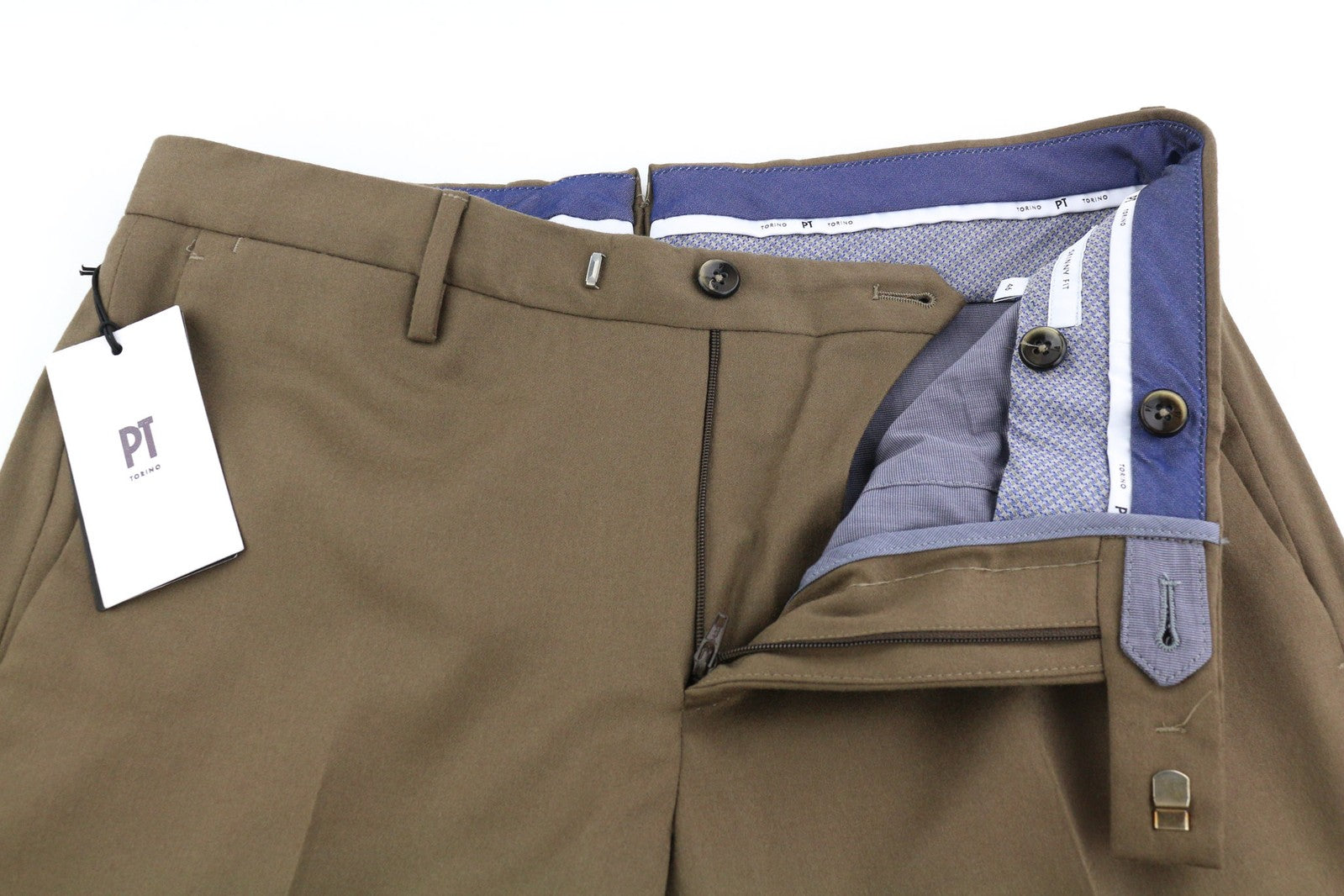 PT TORINO Skinny Fit Men Trousers 46 W31 Brown Fleece Wool Blend Zip Fly Casual