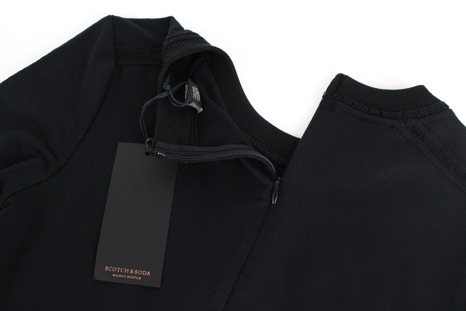 MAISON SCOTCH Womens Dress XS Black Cotton Blend Stretchy Short Long Sleeved