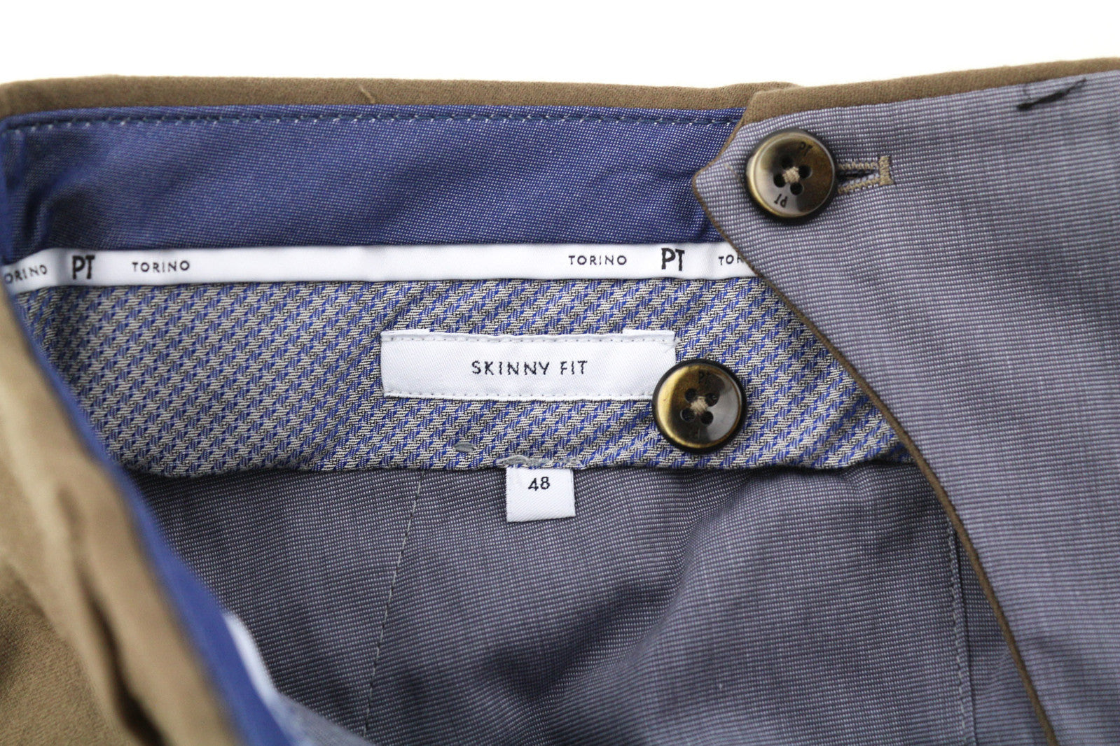 PT TORINO Skinny Fit Men Trousers 48 W32 Brown Fleece Wool Blend Zip Fly Casual