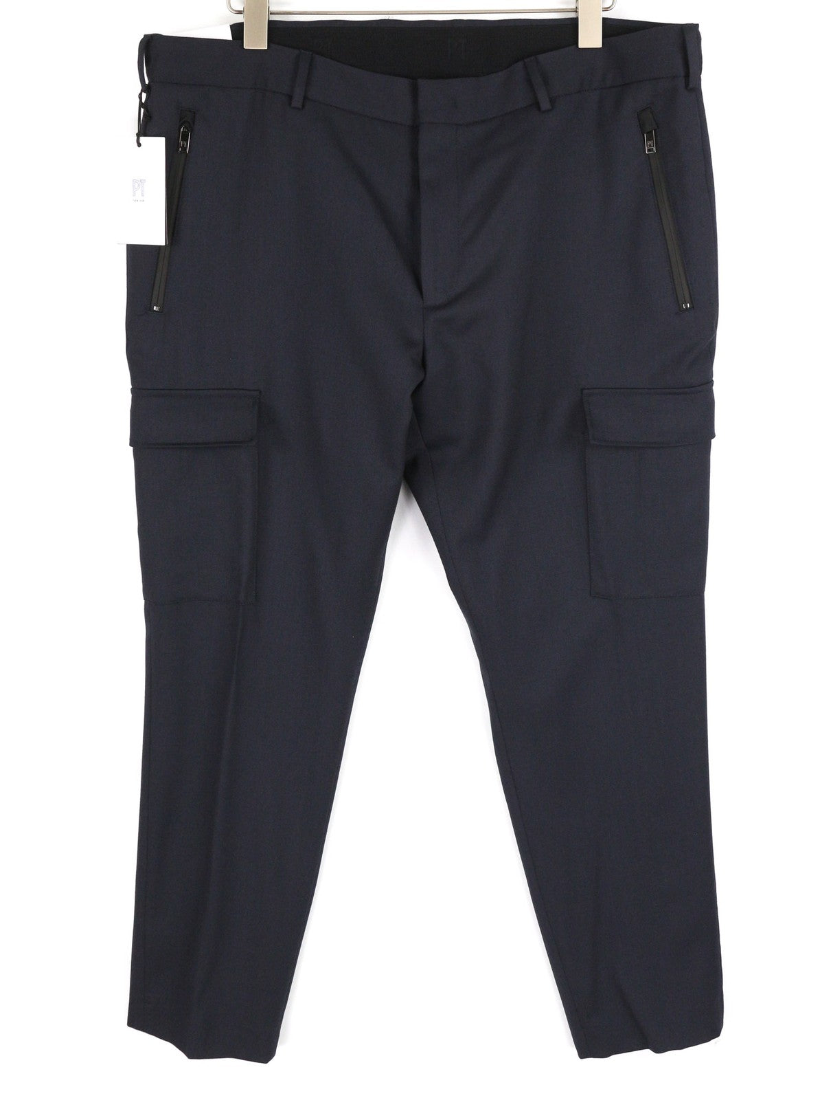 PT TORINO Lamda Men Trousers 58 W40 Fleece Wool Blend Zipper Tapered Fit Dark