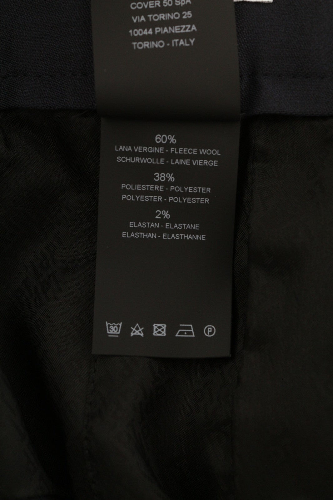 PT TORINO Lamda Men Trousers 58 W40 Fleece Wool Blend Zipper Tapered Fit Dark