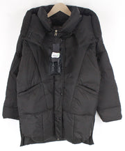 RRP€249 REPLAY Womens Jacket M Dark Brown Lined Padded Hooded Long Sleeve Zip