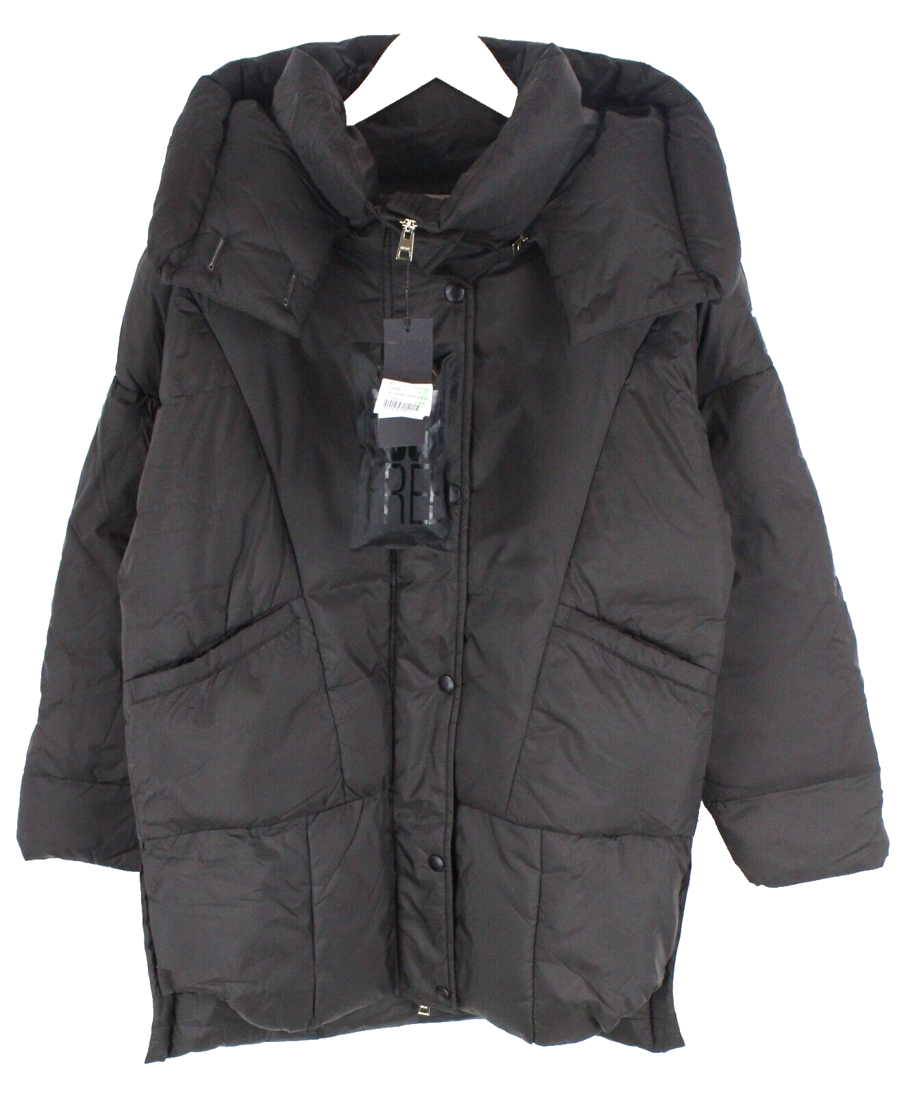 REPLAY Womens Jacket M Dark Brown Hooded Padded Zip Snaps Long Sleeves RRP€249