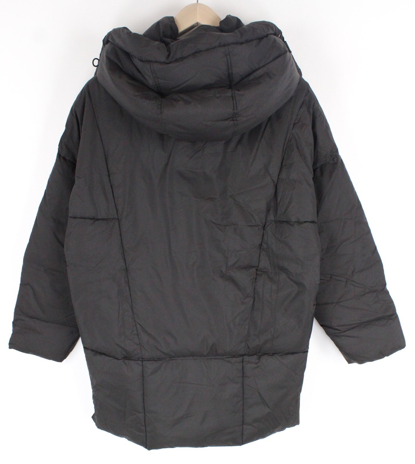 REPLAY Womens Jacket M Dark Brown Hooded Padded Zip Snaps Long Sleeves RRP€249