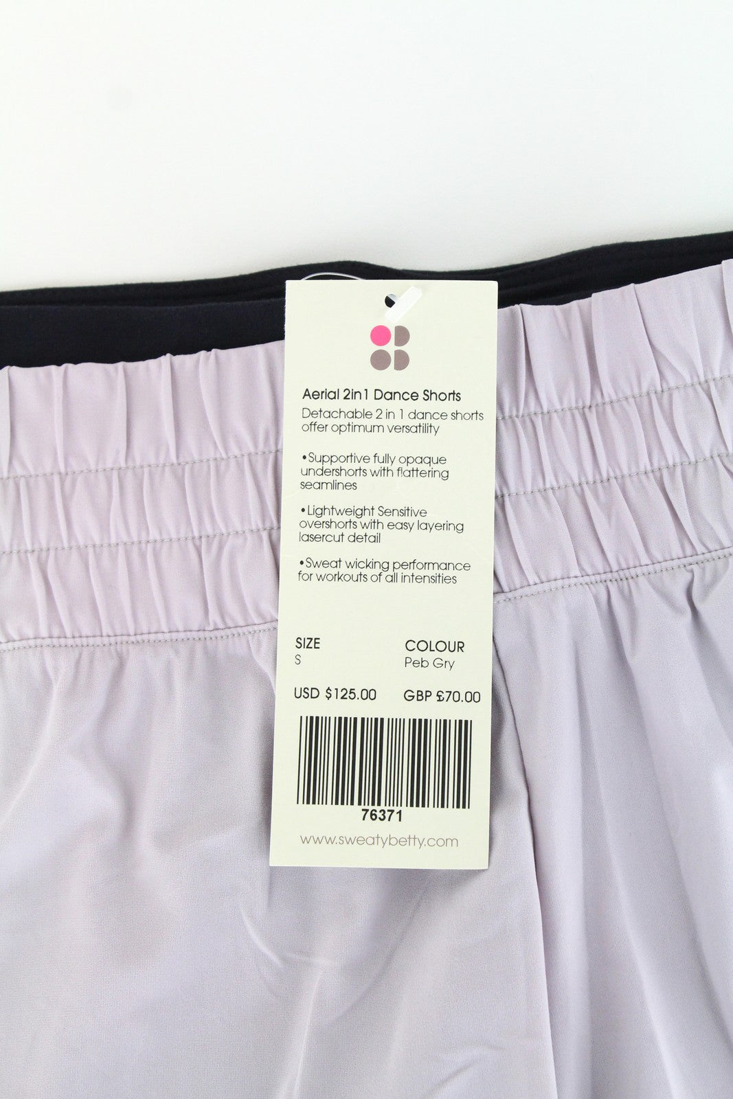 SWEATY BETTY Aerial 2in1 Women's Shorts S Purple Black Active Layered Running