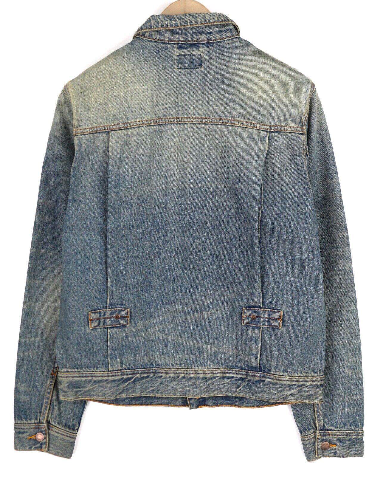 NUDIE Sonny Men Jacket M Steel Indigo Washed Blue Buttoned Neck Pockets