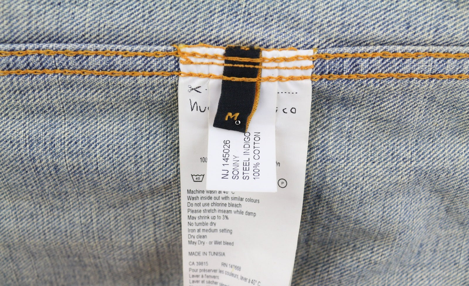 NUDIE Sonny Men Jacket M Steel Indigo Washed Blue Buttoned Neck Pockets