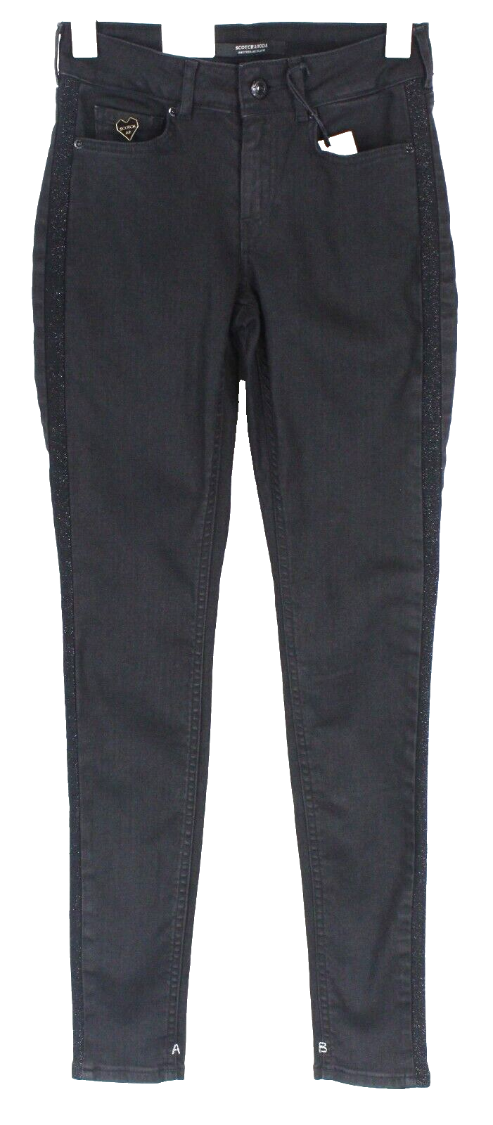 SCOTCH & SODA Womens Jeans W25/L32 Ams Blauw Black Skinny  Cotton Stretchy