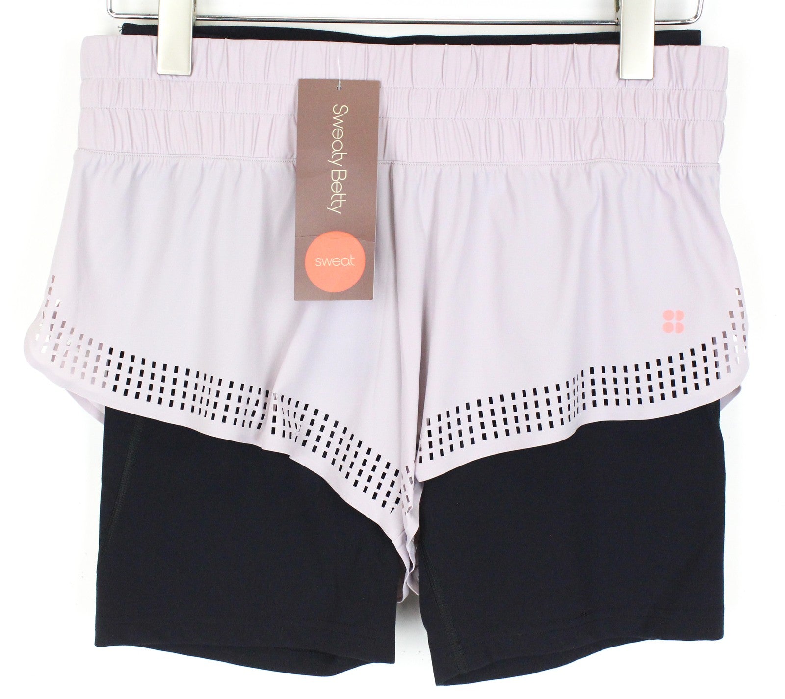 SWEATY BETTY Aerial 2in1 Women's Shorts M Purple Black Gymwear Stretch Logo