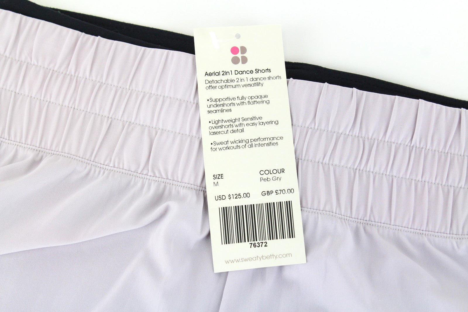 SWEATY BETTY Aerial 2in1 Women's Shorts M Purple Black Gymwear Stretch Logo