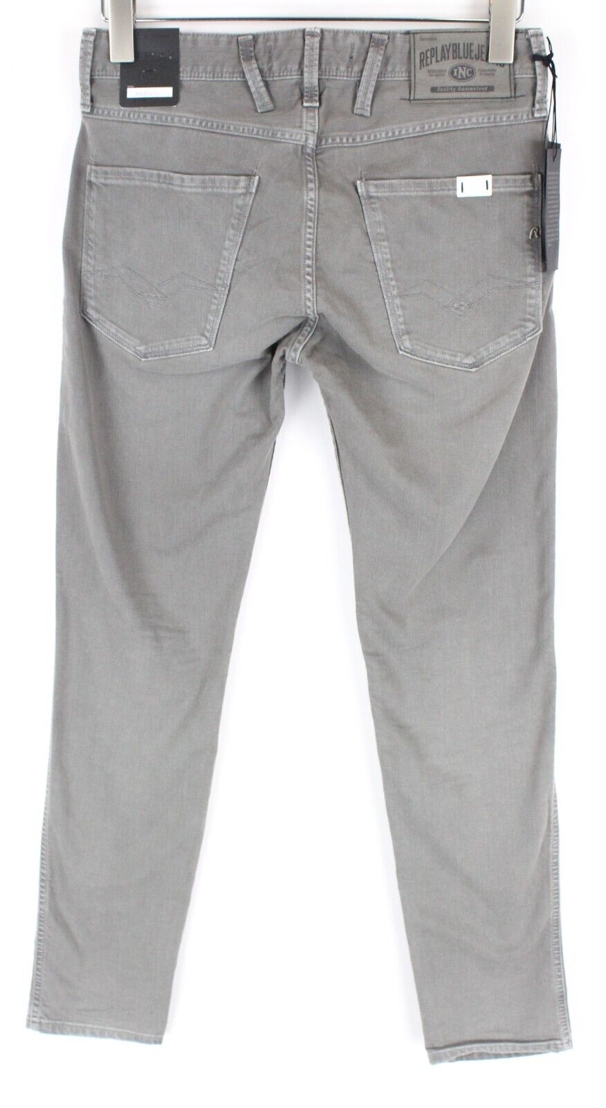REPLAY Anbass Mens Jeans W30/L34 Grey Slim  Cotton Denim Washed 5-Pocket