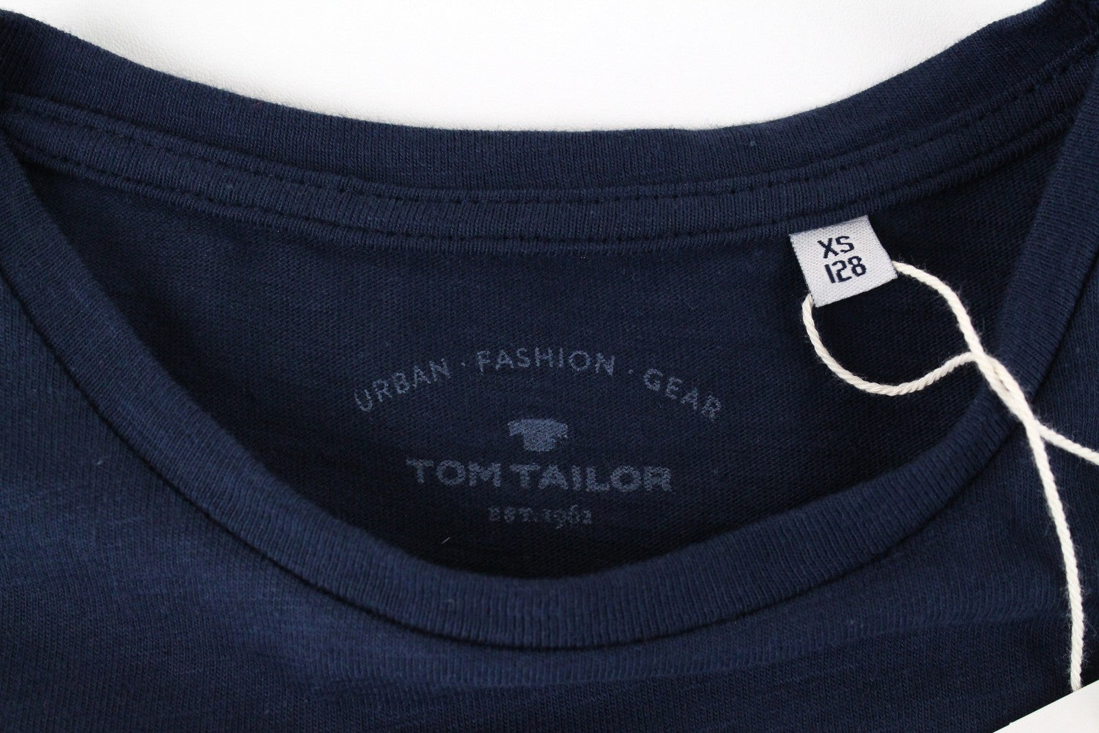 TOM TAILOR Girls T-Shirt XS Graphic Print Navy Melange Crew Neck Kids Cotton