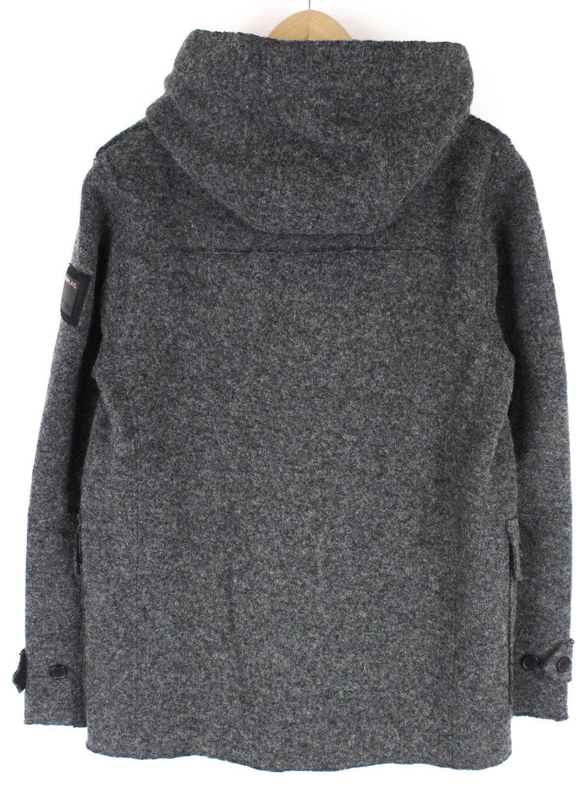 REPLAY Mens Coat L Grey Wool Blend Hooded Toggle Snaps Buttoned RRP€399
