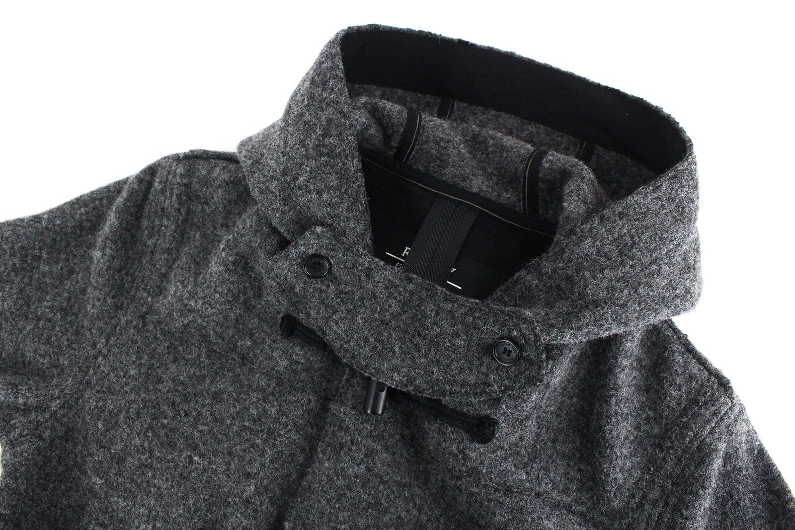 REPLAY Mens Coat L Grey Wool Blend Hooded Toggle Snaps Buttoned RRP€399