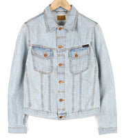 NUDIE Perry Men Jacket M Organic Saltwater Shades Buttoned Neck Denim Logo