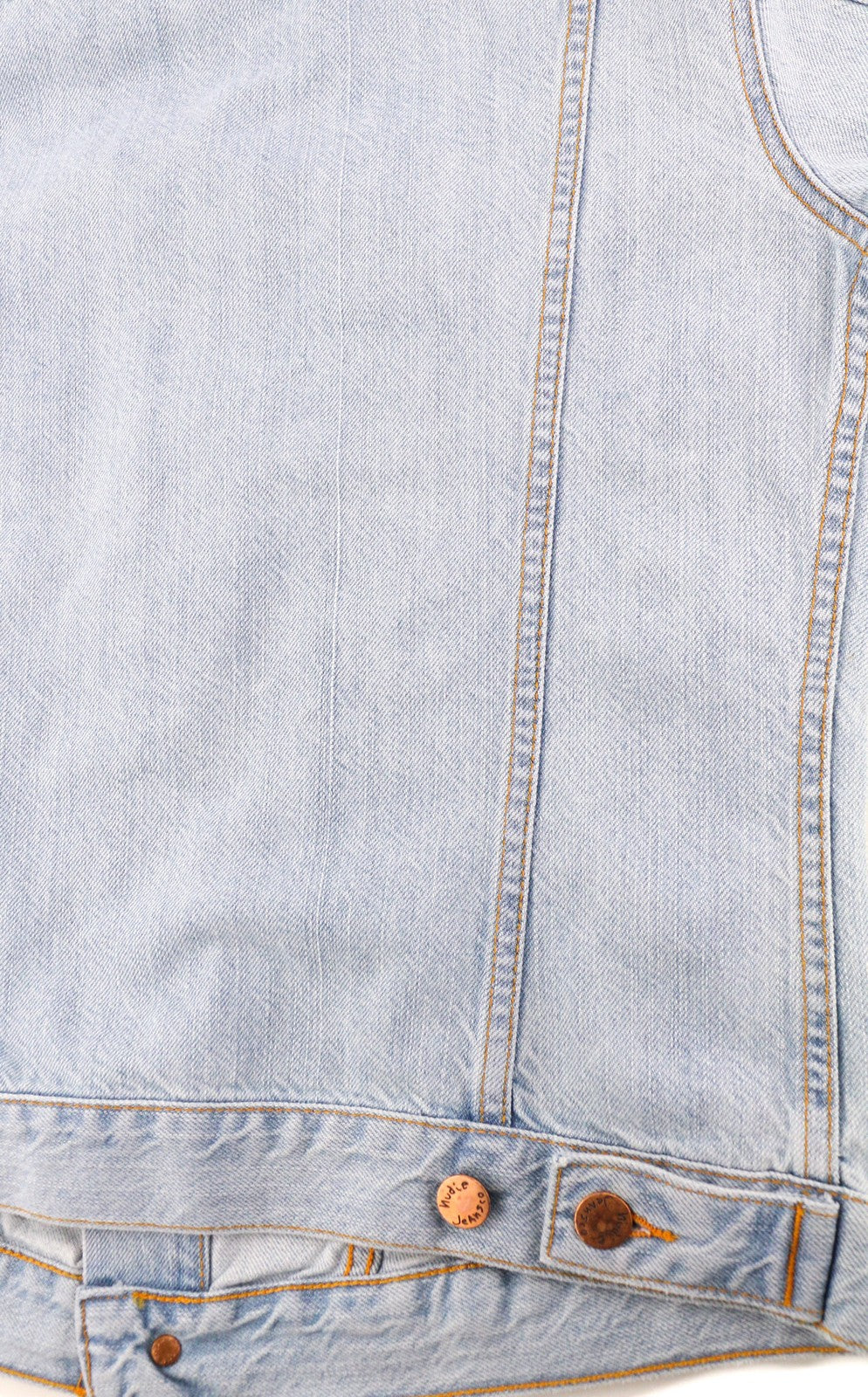 NUDIE Perry Men Jacket M Organic Saltwater Shades Buttoned Neck Denim Logo